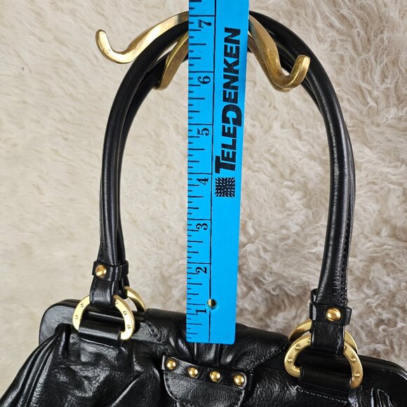 Ellen Tracy Sandalia Purse Black Leather Handbag Bag/ Satchel - Picture 6 of 10